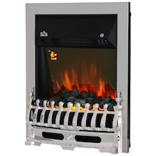 HOMCOM Electric Fireplace 1 & 2KW LED Fire Remote Control Heater Silver