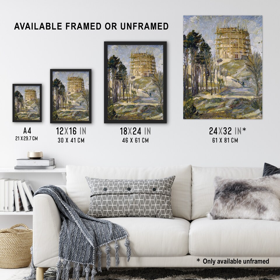 image 1 of Water Tower in Hermsdorf Landscape Beckmann Framed Wall Art Print 12X16"