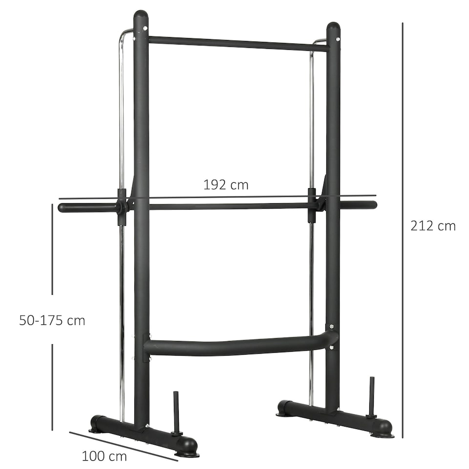 image 1 of HOMCOM Adjustable Squat Rack with Pull Up Bar and Barbell Bar for Home Gym