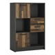 image 1 of Brooklyn Low Bookcase with 2 Doors and 2 Drawers in Walnut and Dark Matera Grey