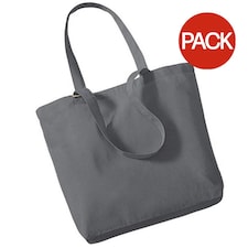 Westford Mill Organic Cotton Shopper Bag - 16 Litres (Pack of 2) - Graphite Grey - One Size | Grey