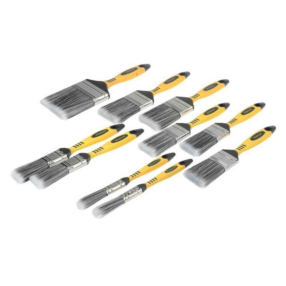 Stanley Hand Tools Loss Free Synthetic Brush Set, 10 Piece - Multi Colour - One Size