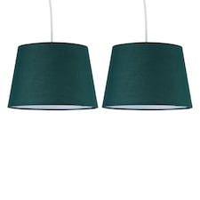 Set of 2 Dark Green 23cm Tapered Cylinder Pendant or Lamp Shades | Green | Medium | 2