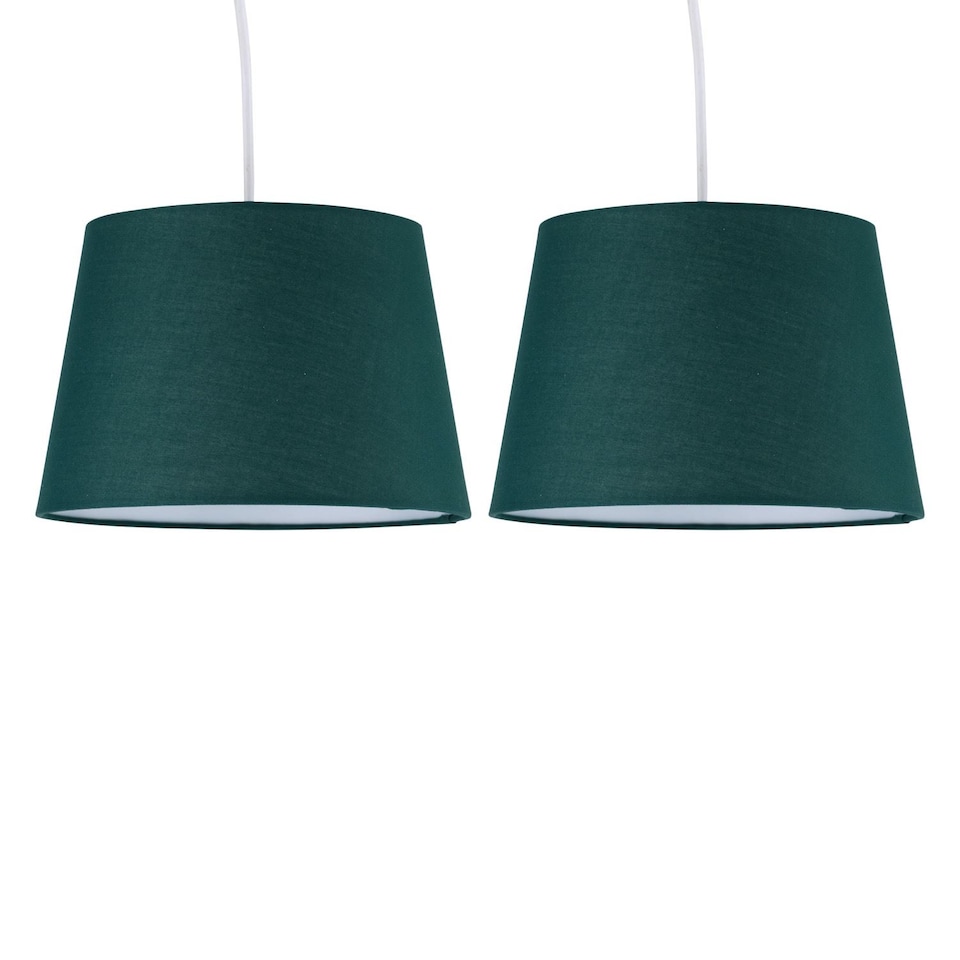 image 1 of Set of 2 Dark Green 23cm Tapered Cylinder Pendant or Lamp Shades | Green | Medium | 2
