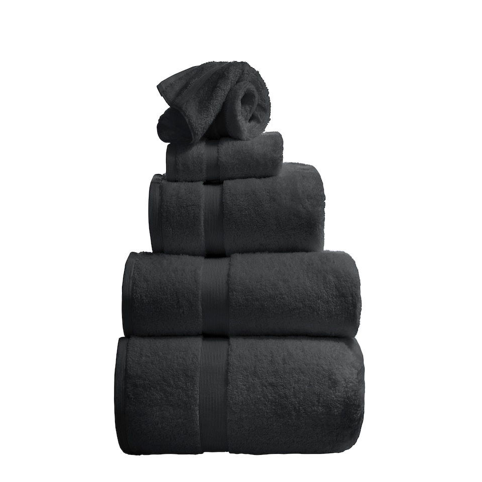 image 1 of 100% Cotton Charcoal Hand Towels (Pack of 4) Black | Charcoal | Hand towel