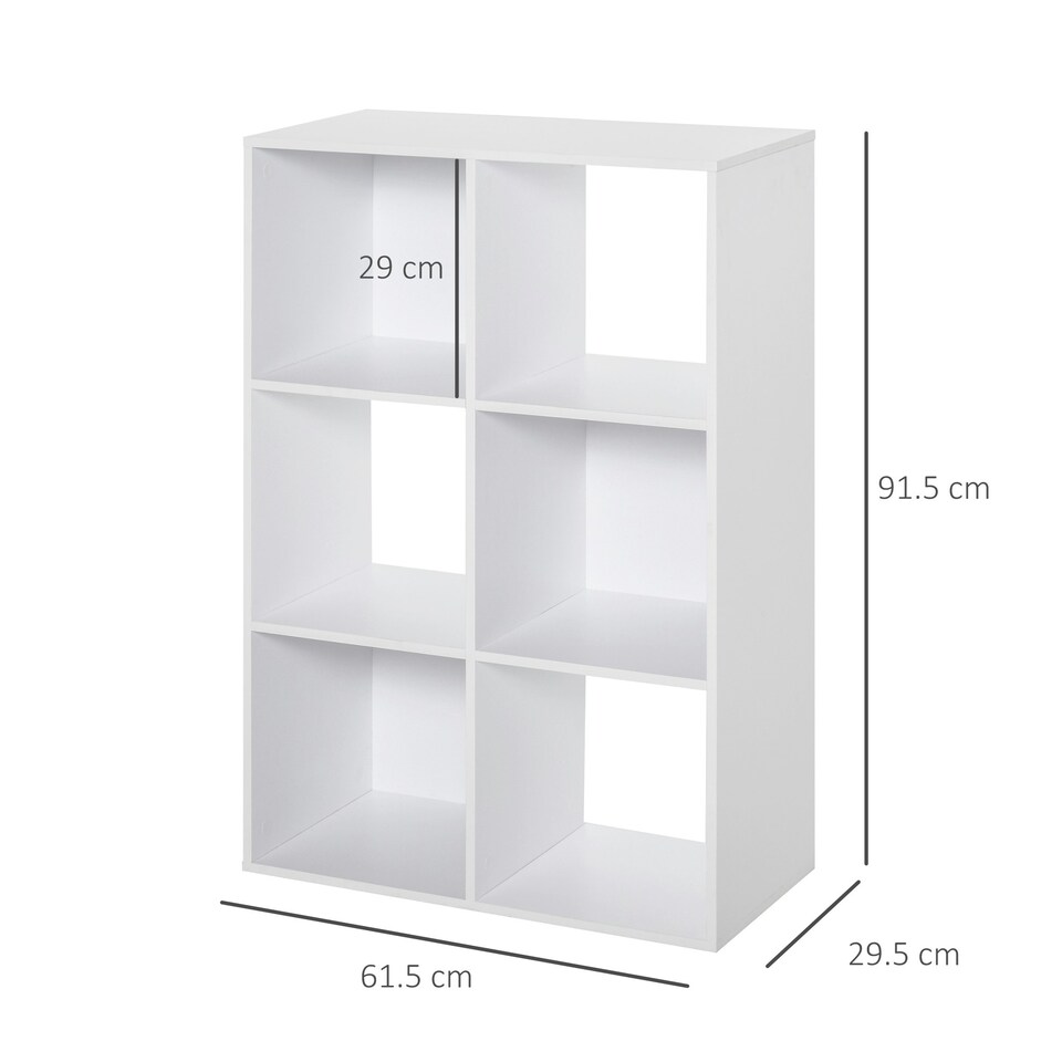 image 1 of HOMCOM 6-Cube Bookshelf, Display Shelving Unit for Home Office, White
