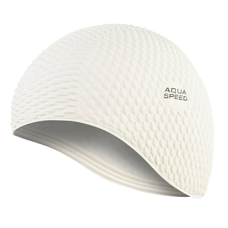 image 1 of Ladies Bombastic Swimming Cap | Long Hair Soft Latex Comfortable Fit Cap | White | White | One Size | 1