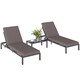 image 2 of Outsunny 3 Pieces Garden Sun Loungers Set with Cushion, 5-level Adjustable Outdoor Recliner Bed Set with Glass Top Table, 2-In-1 Design Aluminium Frame Recliner Lounge or Use As Sofa Bed, Grey