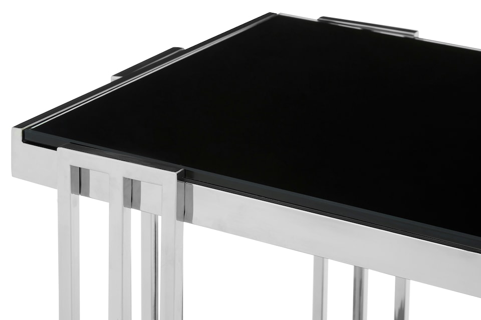 image 1 of Interiors By Premier Durable Silver U Shaped Side Table, Luxurious Finish Side Table By Couch, Modern Design Lounge Table | Silver