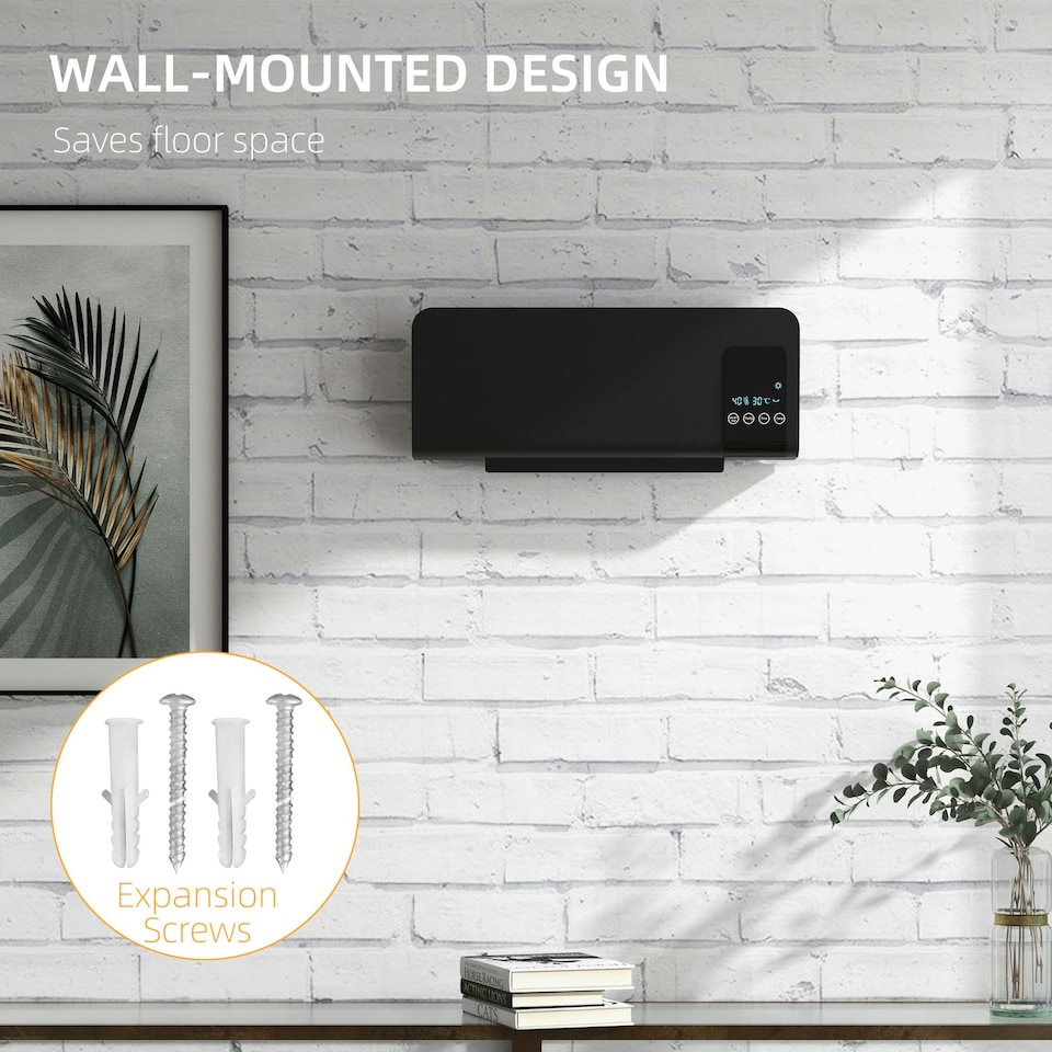 image 1 of HOMCOM 2000W Wall Mounted Ceramic Heater with Remote Control for Home Black