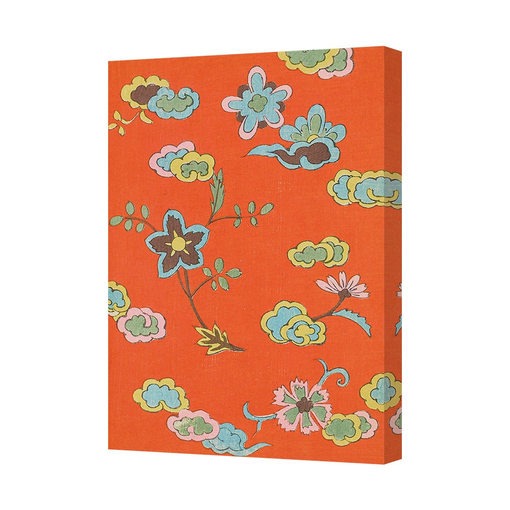 Orange Floral Canvas Wall Art With Bright Blossom Pattern