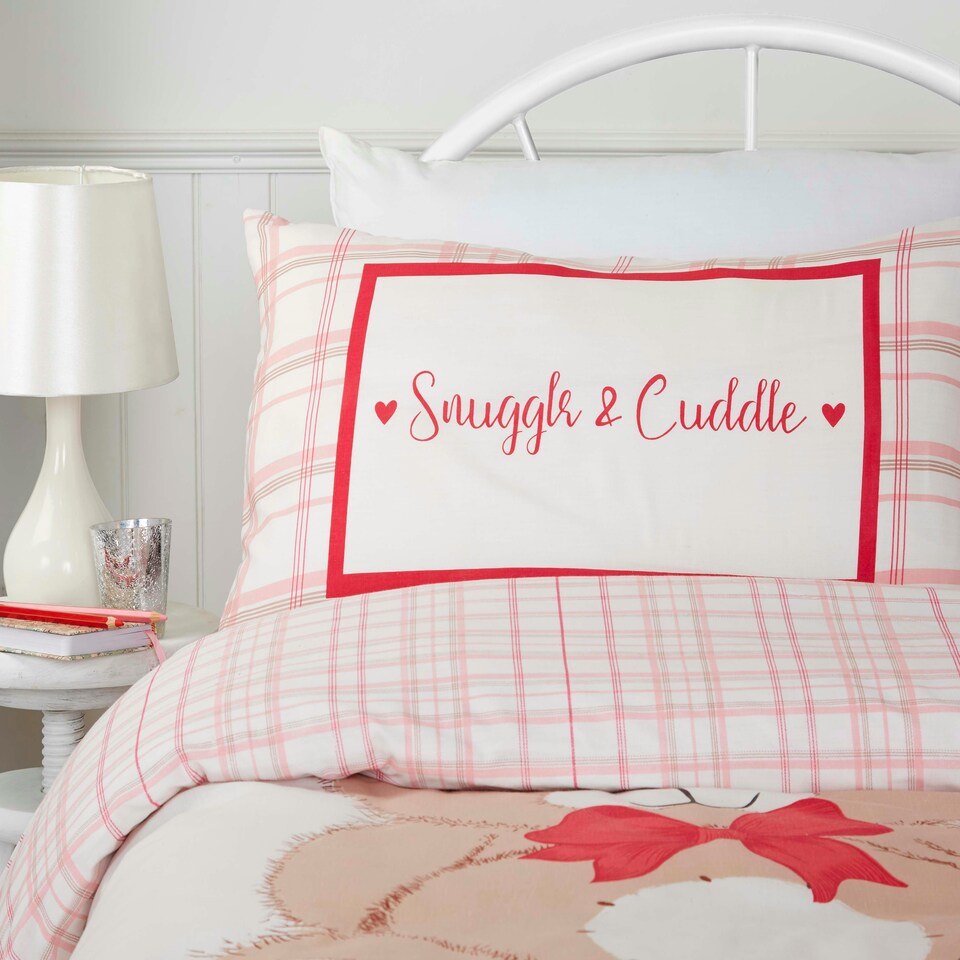 image 1 of Snuggle & Cuddle Polycotton Duvet Cover Set With Pillowcase | Red | Single | 1