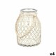 image 1 of Candleholder Tin White Transparent Glass Rope 20 x 30 cm (4 Units) N/A