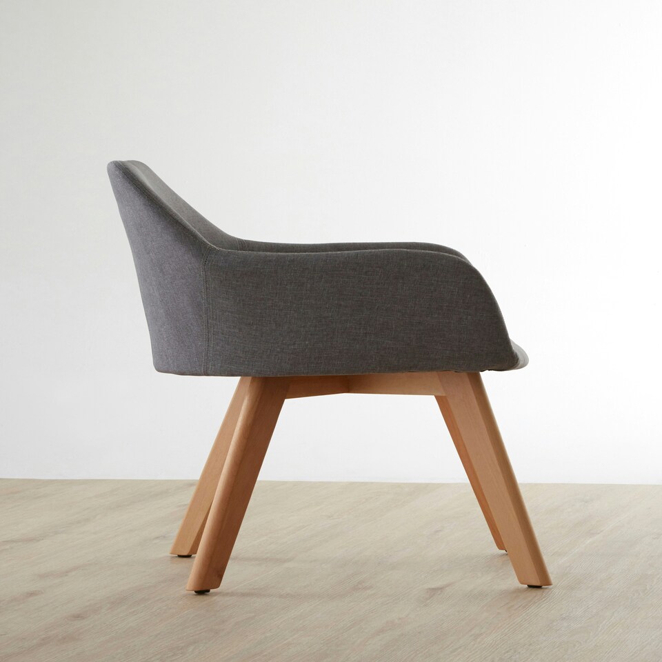 image 1 of Interiors by Premier Grey Fabric Chair With Wood Legs, Backrest Dining Chair, Easy to Clean Accent Office Chair