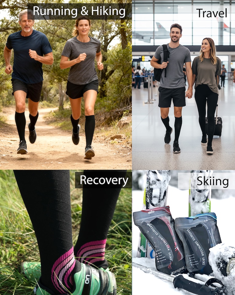 image 1 of aZengear Compression Socks for Women and Men - Seamless Toe, Padded Heel and Sole