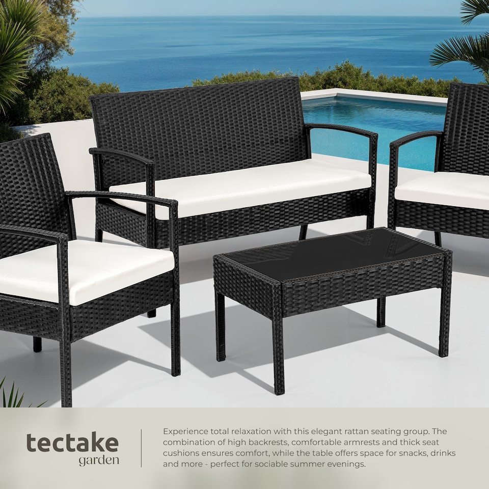 image 1 of Garden Furniture Set Sparta - seats 4, 2 chairs, 1 sofa, and 1 coffee table | Black | black | 1