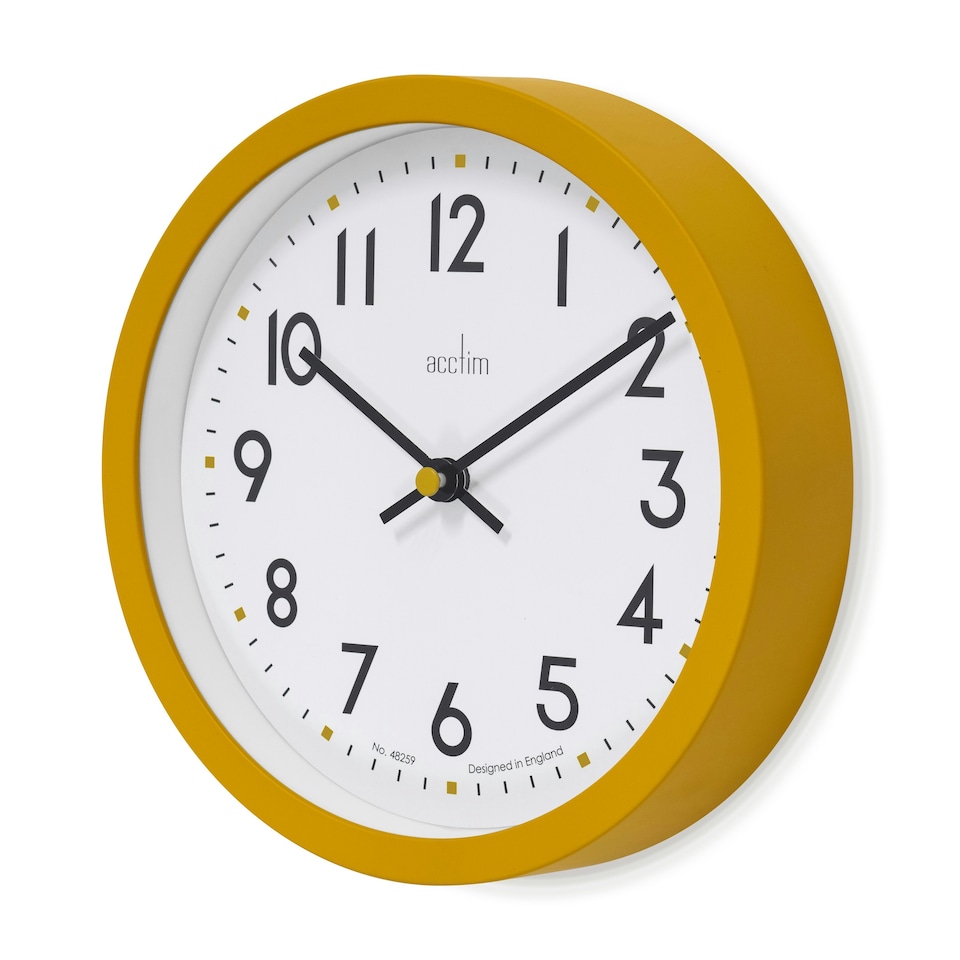 image 1 of Acctim Elstow Small Kitchen Wall Clock Quartz Retro Style 20cm Yellow | Mustard