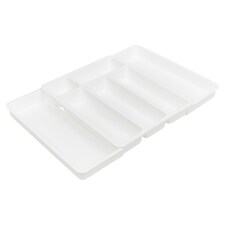 Extendable Plastic Cutlery Drawer Tray | White | 1