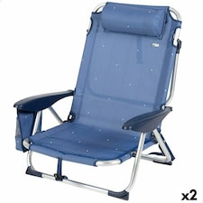 Beach Chair Aktive Foldable Navy Blue 51 x 76 x 45 cm (2 Units) N/A