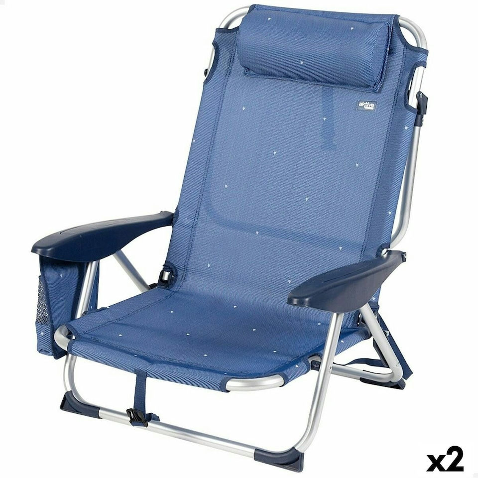 image 1 of Beach Chair Aktive Foldable Navy Blue 51 x 76 x 45 cm (2 Units) N/A