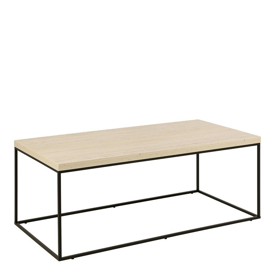 image 1 of Barossa Coffee Table with Light Oak Top & Black Steel Base 110x55x45cm