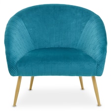 Interiors by Premier Blue Occasional Arm Chair with Curved Back, Velvet Upholstered Chair, Indoor Lounge Chair for Living Room