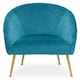 image 1 of Interiors by Premier Blue Occasional Arm Chair with Curved Back, Velvet Upholstered Chair, Indoor Lounge Chair for Living Room