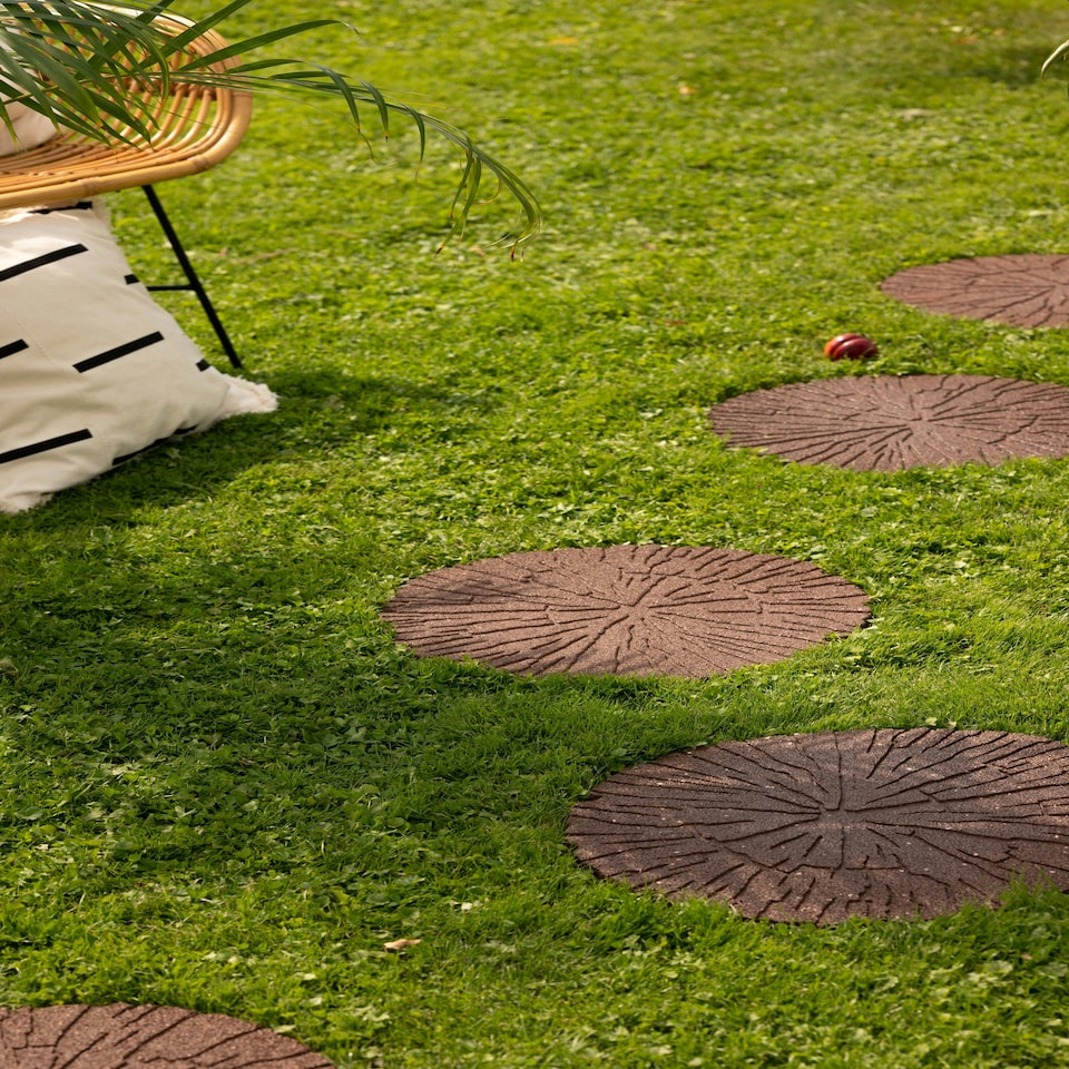 image 1 of Eco-Friendly Garden Stepping Stones - Cracked Log Brown (Pack of 4)