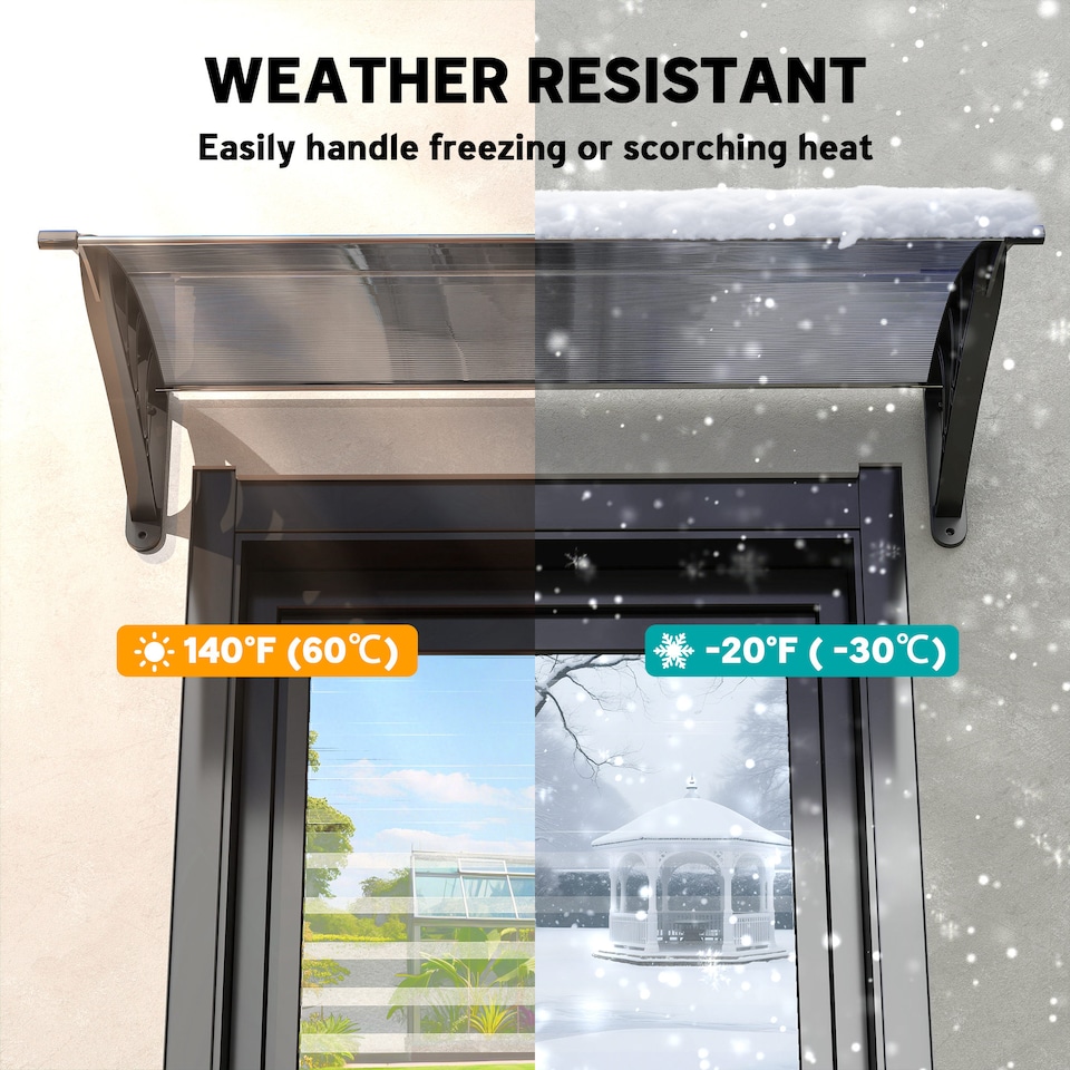 image 1 of Outsunny Door Canopy Awning Outdoor Window Rain Shelter for Door 100 x 75cm | Black | Black | 1