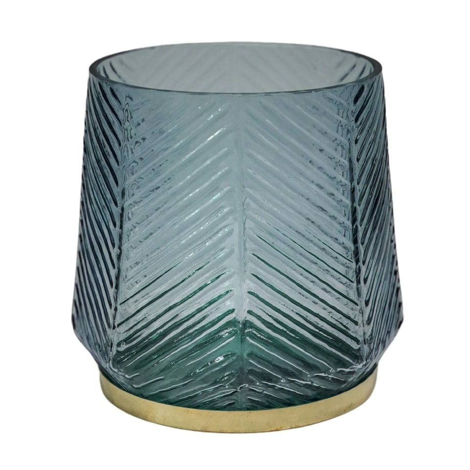 image 1 of Elm Embossed Candle Holder Green