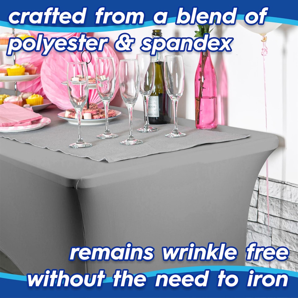 image 1 of Harbour Housewares Rectangular Spandex Fitted Tablecloth - 6ft (180cm) - Blue | Blue | Blue