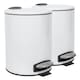 image 1 of Harbour Housewares Round Stainless Steel Pedal Bins - 5L - White - Pack of 2