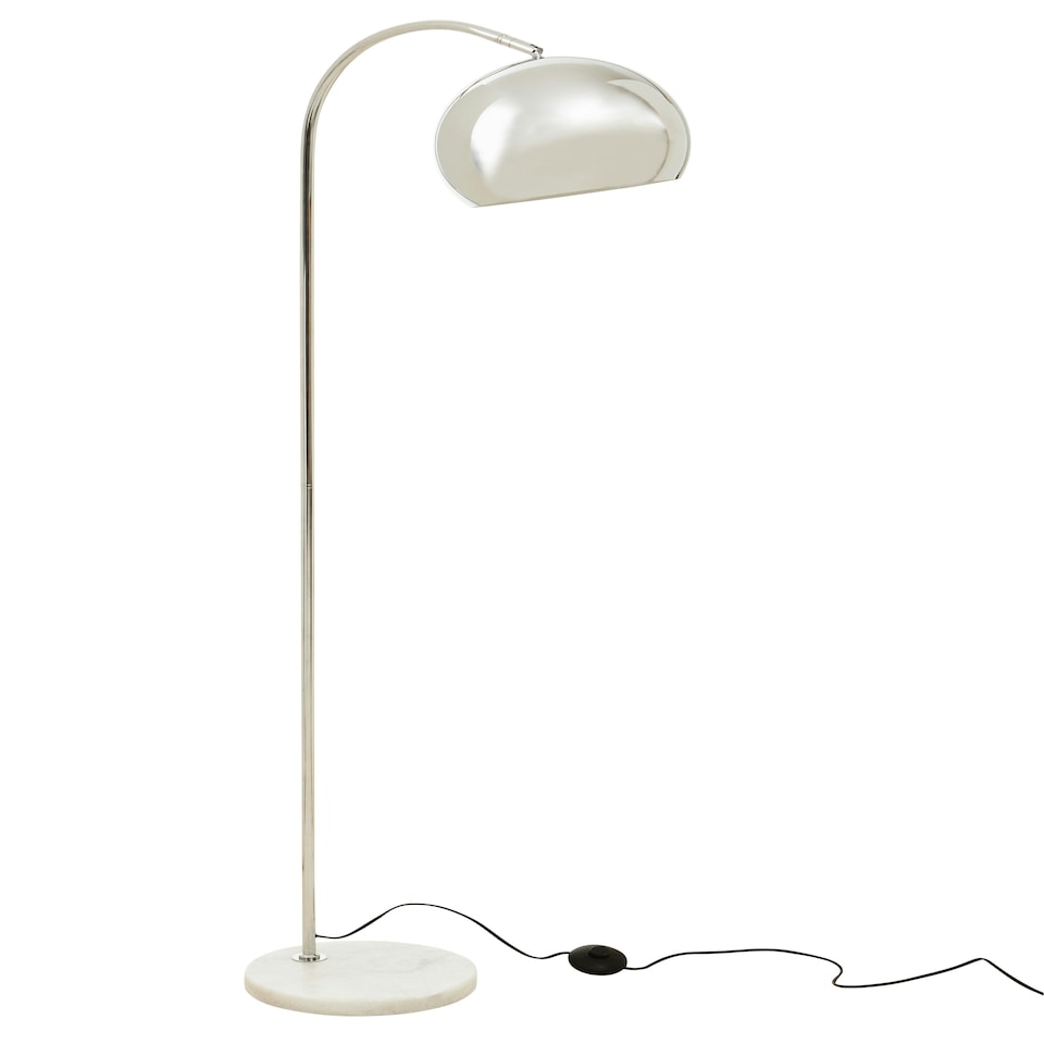 image 1 of Interiors by Premier Floor Chrome Finish Lamp With White Base Silver