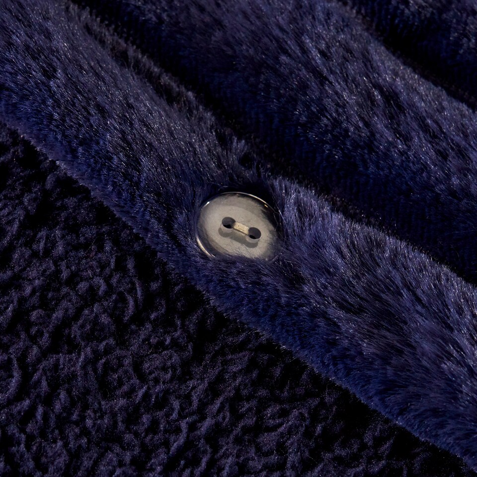 image 1 of OHS Ribbed Duvet Cover Faux Fur Winter Warm Bedding Set | Blue | Navy | Double