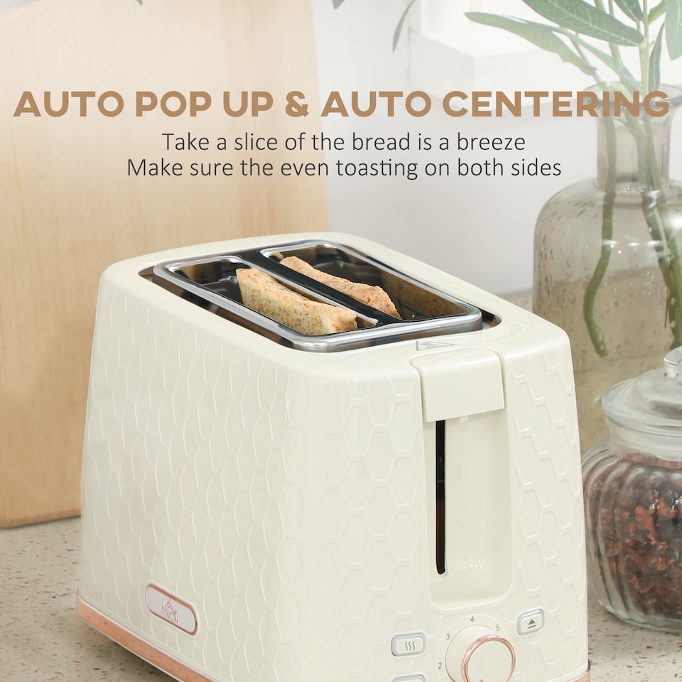 image 1 of HOMCOM Kettle and Toaster Set 1.7L Kettle & 2 Slice Toaster Set Beige