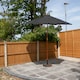 image 3 of 2.4m Wooden Garden Patio Sun Shade Parasol Shaft & Pulley in Black
