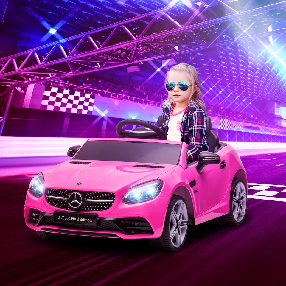 image 1 of AIYAPLAY Benz SLC 300 Licensed 12V Electric Car for Kids, Kids' Electric Ride on with Parental Remote, Music Lights, Suspension Wheels for 3-6 Years, Pink
