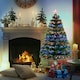 image 2 of HOMCOM 4FT Prelit Artificial Christmas Tree Fiber Optic Xmas Decoration, Green
