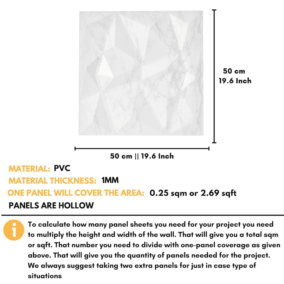 image 1 of NOVECRAFTO Geometric Diamond 3D Wall Panels – 6 Sheets Covering 1.5 sqm (16.15 sqft) – Matte PVC Cladding Panels 50x50cm Diamond Design | Black