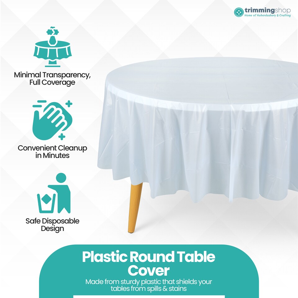 image 1 of Disposable Plastic Table Cover, Waterproof Tablecloth - 84 Inch