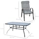 image 5 of Outsunny 7 Pieces Garden Dining Set, Outdoor Rectangular Dining Table and 6 Cushioned Armchairs, Tempered Glass Top Table w Umbrella Hole, Texteline Seats, Grey