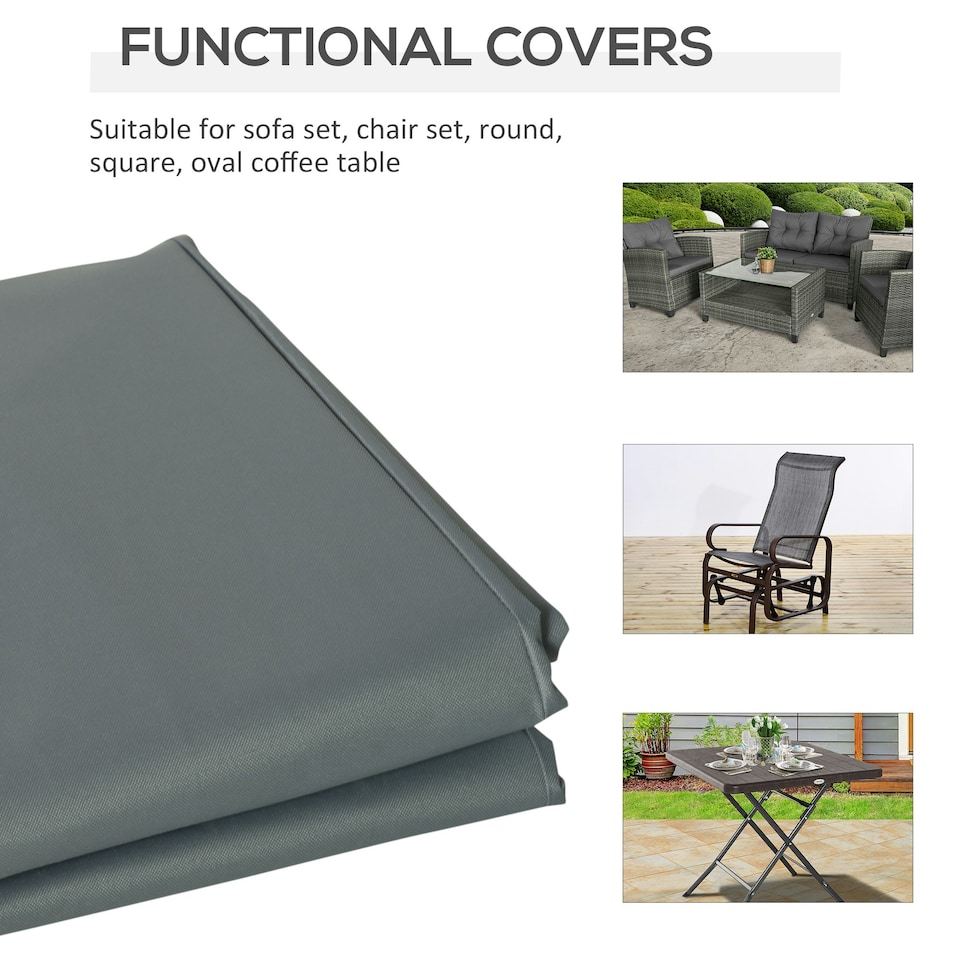 image 1 of Outsunny 190x72x76cm Rectangular Patio Furniture Cover for Chairs 600D Oxford Grey