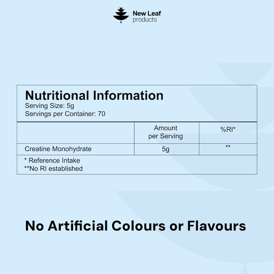 image 1 of New Leaf Creatine Monohydrate Powder 350g, Pure Micronized Powder Vegan