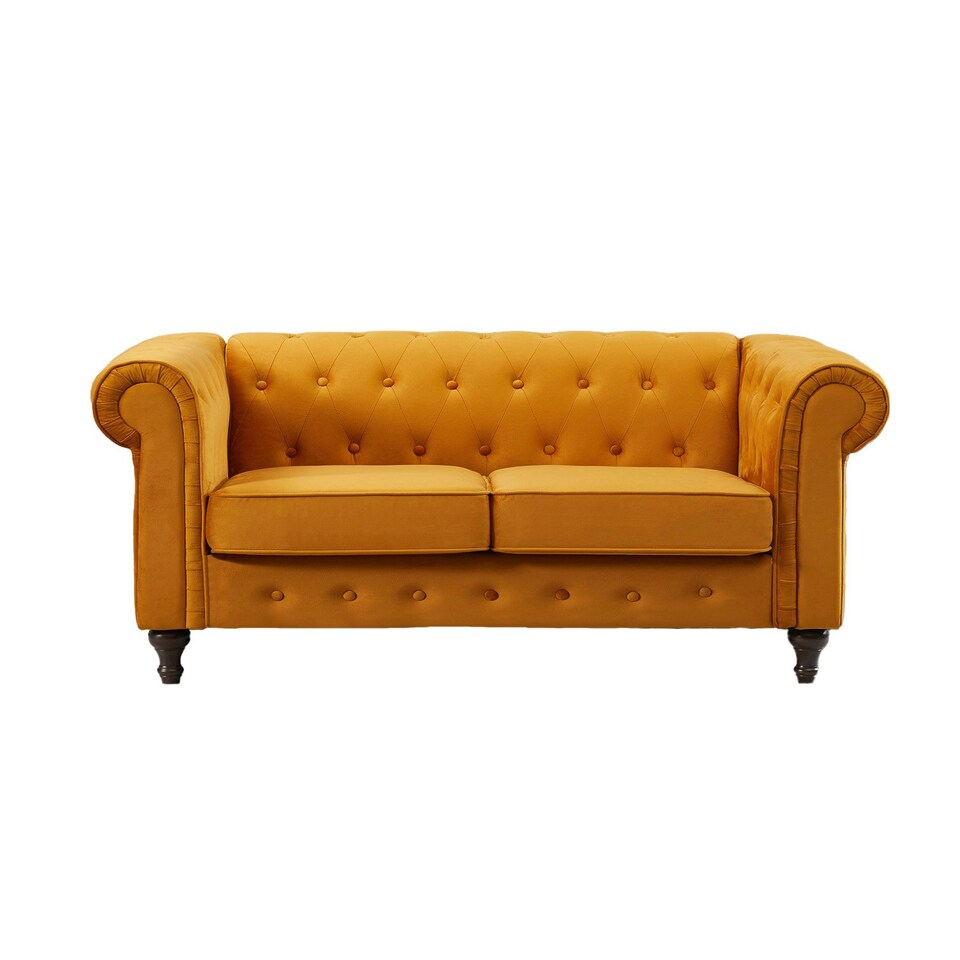 image 1 of Pelham 2 Seat Velvet Sofa - Orange