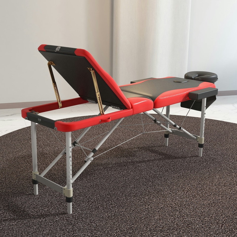 image 1 of HOMCOM Portable Massage Table Beauty Therapy Couch Bed Spa Aluminum Red