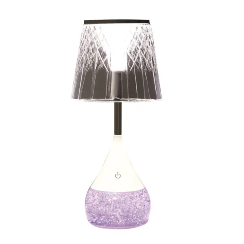 image 1 of Aromatize LED Colour Changing Etched Shade Glitter Lamp Multi