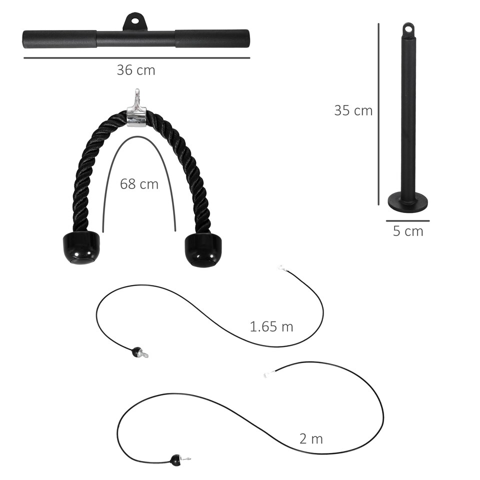 image 1 of SPORTNOW Cable Pulley System, Lat Pull Down System with DIY Loading Weight Pin