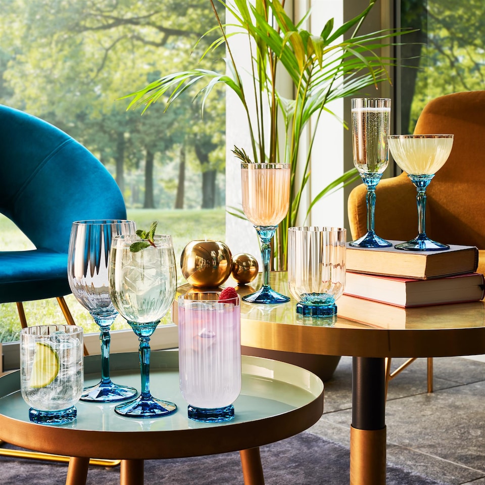 image 1 of Bormioli Rocco Florian Highball Glasses - 430ml - Blue - Pack of 6 | Blue | Blue