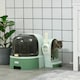 image 6 of PawHut 2 In 1 Cat Litter Tray w/ Drawer Pans, Scoop, Openable Cover - Green