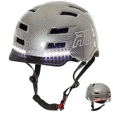 AWETech LED USB Rechargeable In Mould Bike Helmet 360 MEGAVisibility Graphite Large 58-61cm | Silver | L